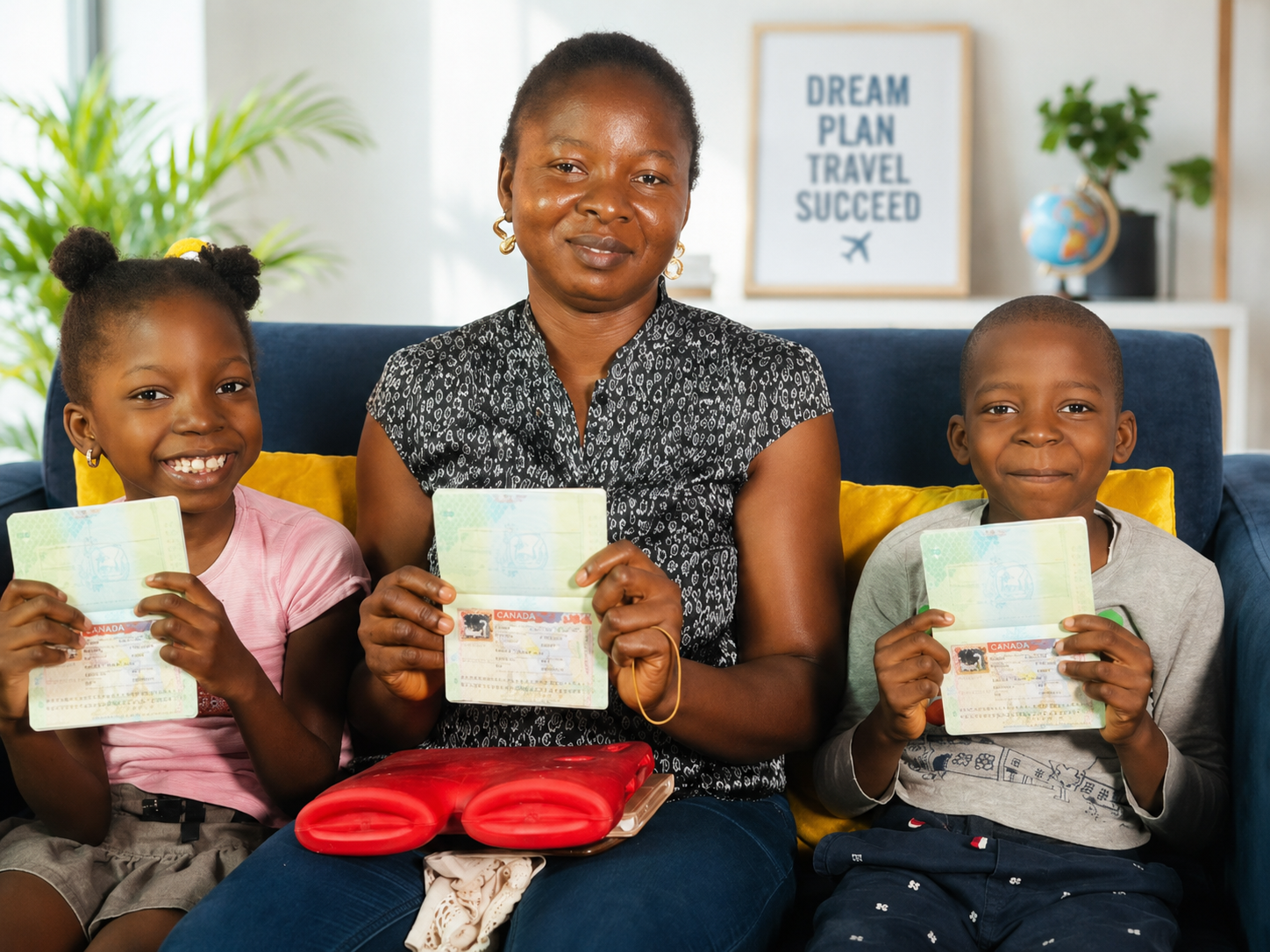 Anthony Atowunmi Lois and family holding passports together